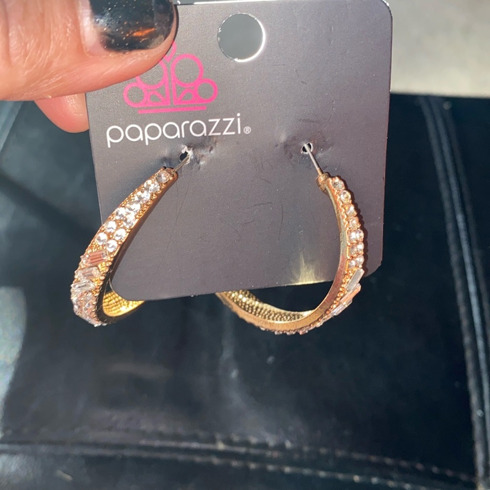 Gold tone hoop earrings. Lightweight post backs